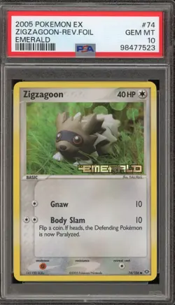 Pokemon Zigzagoon EX Emerald Reverse Holo #74 PSA 10 Gem Mint - Image 1