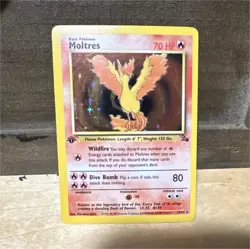 Pokemon Moltres Fossil 12/62 1st Edition Holo Rare 70 HP Wizards 1999 English - Image 1