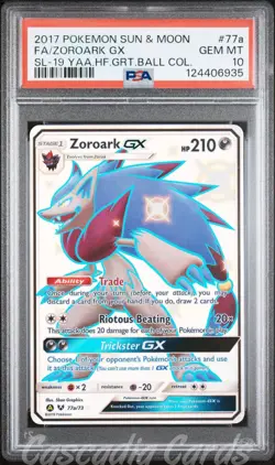 PSA 10 Zoroark GX Shiny Full Art 77a/73 Hidden Fates Pokemon - Image 1