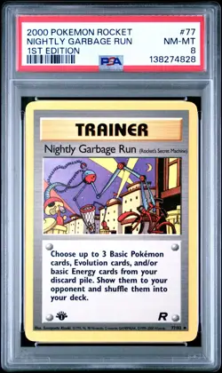 2000 Pokemon Team Rocket 1st Edition Nightly Garbage Run 77 PSA 8 NM-MINT - Image 1