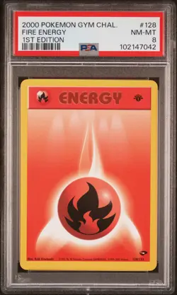 Fire Energy - 1st Edition - 128/132 Gym Challenge - WOTC - Pokemon TCG - PSA 8 - Image 1