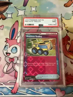 PSA 9 Precious Trolley 2024 Pokemon Ssp En-Surging Sparks 185/191 - Image 1