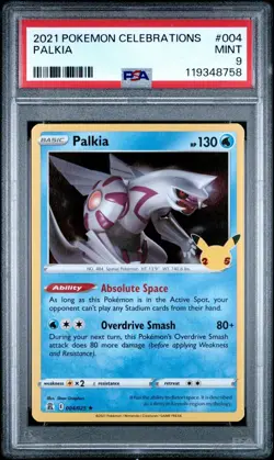 PSA 9 Palkia 004/025 Pokemon Celebrations Holo 25th Anniversary 2021 MINT - Image 1