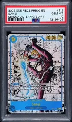 2025 ONE PIECE PRB02-PREMIUM BOOSTER MANGA ALT ART #119 SANJI PSA 10 - Image 1