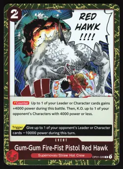 Gum-Gum Fire-Fist Pistol Red Hawk OP01-026 One Piece TCG Foil R NM - Image 1