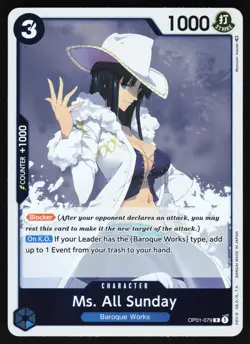 Ms. All Sunday OP01-079 One Piece TCG Foil R NM - Image 1