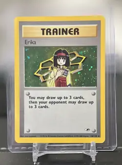 Pokemon TCG Erika Trainer Card 16/132 Holo Rare Gym Heroes - Image 1