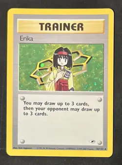 Pokemon TCG Erika Trainer Card 16/132 Holo Rare Gym Heroes - Image 2