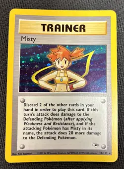 Pokemon TCG Misty Trainer Card Gym Heroes 18/132 Holo Rare LP Condition - Image 1