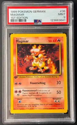 Magmar 36/102 – PSA 9 – 1st Edition – German Base Set – 1999 Pokemon Card - Image 1