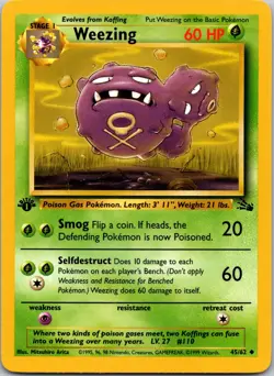 Weezing 45/62 1st Edition LP Pokemon Card TCG Fossil - Image 1