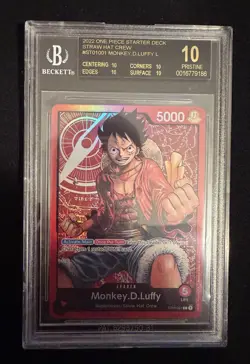 One Piece Card Game - Monkey D Luffy (ST01-001) - BGS BLACK LABEL - Starter Deck - Image 1
