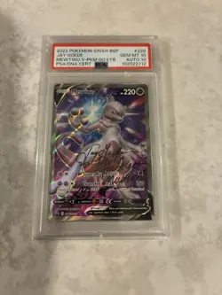 Pokemon Mewtwo V SWSH229 FA Pokemon Go Elite Trainer Box PSA 10. Jay Geode auto - Image 1