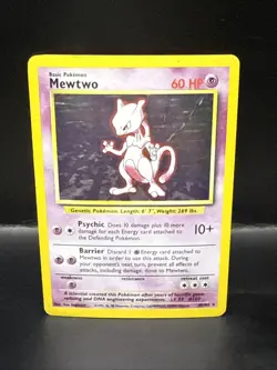 Pokemon Mewtwo 10/102 Holo Rare Base Set 1999 Pokemon Card D - Image 1