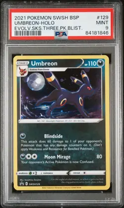 2021 POKEMON SWSH BLACK STAR PROMO #129 UMBREON-HOLO PSA 9 - Image 1