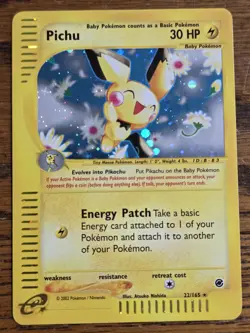 Pokemon Expedition #22/165 Holo Pichu E Reader**not played** - Image 1