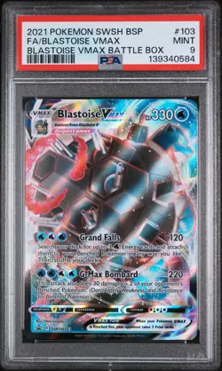2021 POKEMON SWSH BLACK STAR PROMO #103 FULL ART/BLASTOISE VMAX PSA 9 - Image 1