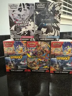 POKEMON TCG BOOSTER BUNDLE X5 LOT WHITE FLARE BLACK BOLT MEGA EVOLUTIONS SURGING - Image 1