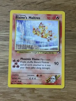 Blaine's Moltres 1/132 Holo Rare Gym Heroes 2000 Pokemon LP #1 *Swirl** - Image 1