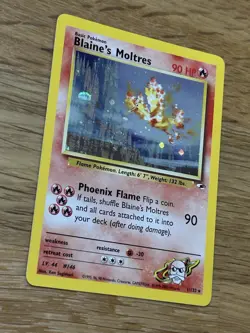 Blaine's Moltres 1/132 Holo Rare Gym Heroes 2000 Pokemon LP #1 *Swirl** - Image 2