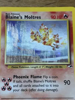 Blaine's Moltres 1/132 Holo Rare Gym Heroes 2000 Pokemon LP #1 *Swirl** - Image 4