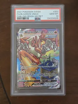 2021 POKEMON SWORD & SHIELD CHILLING REIGN SECRET FULL ART/BLAZIKEN VMAX PSA 10 - Image 1