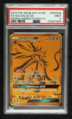 Solgaleo GX (Yellow A Alternate Art) Pokemon Sun & Moon Black Star Promo PSA 9 - Image 1
