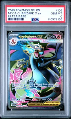 2025 POKEMON PFL EN-PHANTASMAL FLAMES ULTRA RARE #109 MEGA CHARIZARD X EX PSA 10 - Image 1