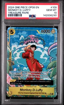 2024 One Piece Monkey D. Luffy OP08 English Treasure Rare OP07 109 PSA 10 - Image 1