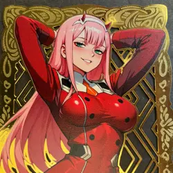 Goddess Story Gold METAL Card - Serial Number #/100! Anime Waifu - Zero Two 2 - Image 2