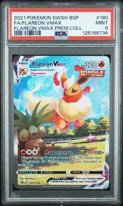 2021 POKEMON SWSH BLACK STAR PROMO #180 FULL ART/FLAREON VMAX PSA 9 - Image 1