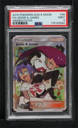 Full Art - Jessie & James Pokemon Sun & Moon Hidden Fates PSA 9 MINT - Image 1