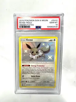 PSA 10 Pokemon Eevee SV41/SV94 Sun & Moon Hidden Fates Shiny Vault 2019 TCG Eng - Image 1