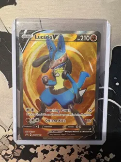 2022 Pokemon Lucario V SWSH213 Full Art Holo Ultra Rare Black Star Promo - Image 1