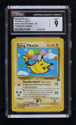 Flying Pikachu Pokemon WOTC Black Star Promo CGC 9 Mint 1999 - Image 1