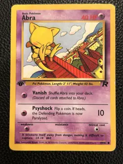 Pokemon TCG Abra 1st Edition Common Team Rocket #49/82 2000 WOTC VTG LP - Image 1