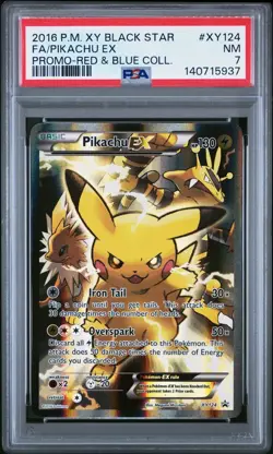 2016 POKEMON XY BLACK STAR PROMO RED & BLUE COLL FULL ART/PIKACHU EX PSA 7 - Image 1