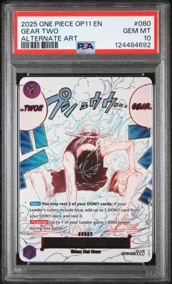 One Piece Gear Two (Alternate Art) OP11-080 A Fist of Divine Speed PSA 10 - Image 1