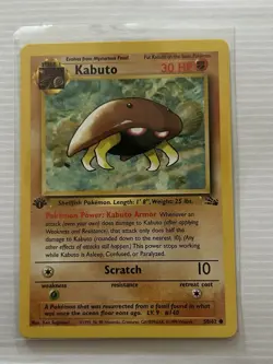Pokemon TCG Kabuto Fossil 1st Edition Common Card 50/62 Never Played - MINT - Image 1