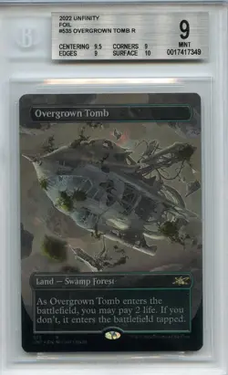 Mint BGS 9+ (w/ subs) Overgrown Tomb Borderless GALAXY FOIL Unfinity MTG Magic - Image 1