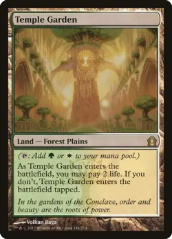 MTG Temple Garden Return to Ravnica #248, Land-Forest Plains, Good Condition MTG - Image 1