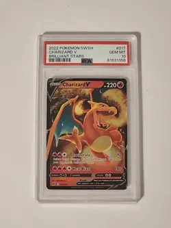 2022 Pokemon Charizard V 017/172 Brilliant Stars - PSA 10 Gem Mint - Image 1