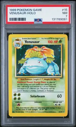 1999 POKEMON BASE SET UNLIMITED #15 VENUSAUR-HOLO PSA 7 - Image 1