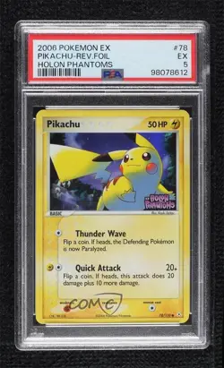 Pikachu Pokemon EX Holon Phantoms PSA 5 2006 - Image 1
