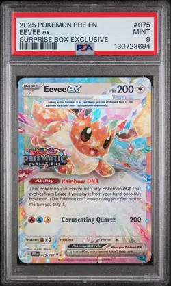 Eevee Ex Surprise Box Exclusive Pokemon Prismatic Evolutions 075/131 PSA 9 - Image 1