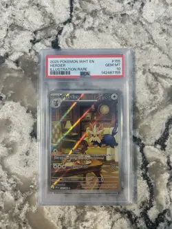HERDIER 155 POKEMON WHT EN-WHITE FLARE ILLUSTRATION RARE PSA 10 GEM MINT 2025 - Image 1