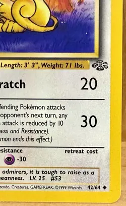 Persian 42/64 Jungle Set 1st Edition Uncommon 1999 Vintage Pokemon TCG - Image 3