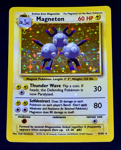 1999 Pokemon MAGNETON Base Set HOLO Foil Rare Unlimited Edition Card 11/102 WotC - Image 1