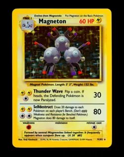 1999 Pokemon MAGNETON Base Set HOLO Foil Rare Unlimited Edition Card 11/102 WotC - Image 3