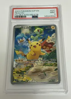 Pikachu 027 Scarlet & Violet Paldea Evolved Promo Illustration Rare MINT PSA 9 - Image 1